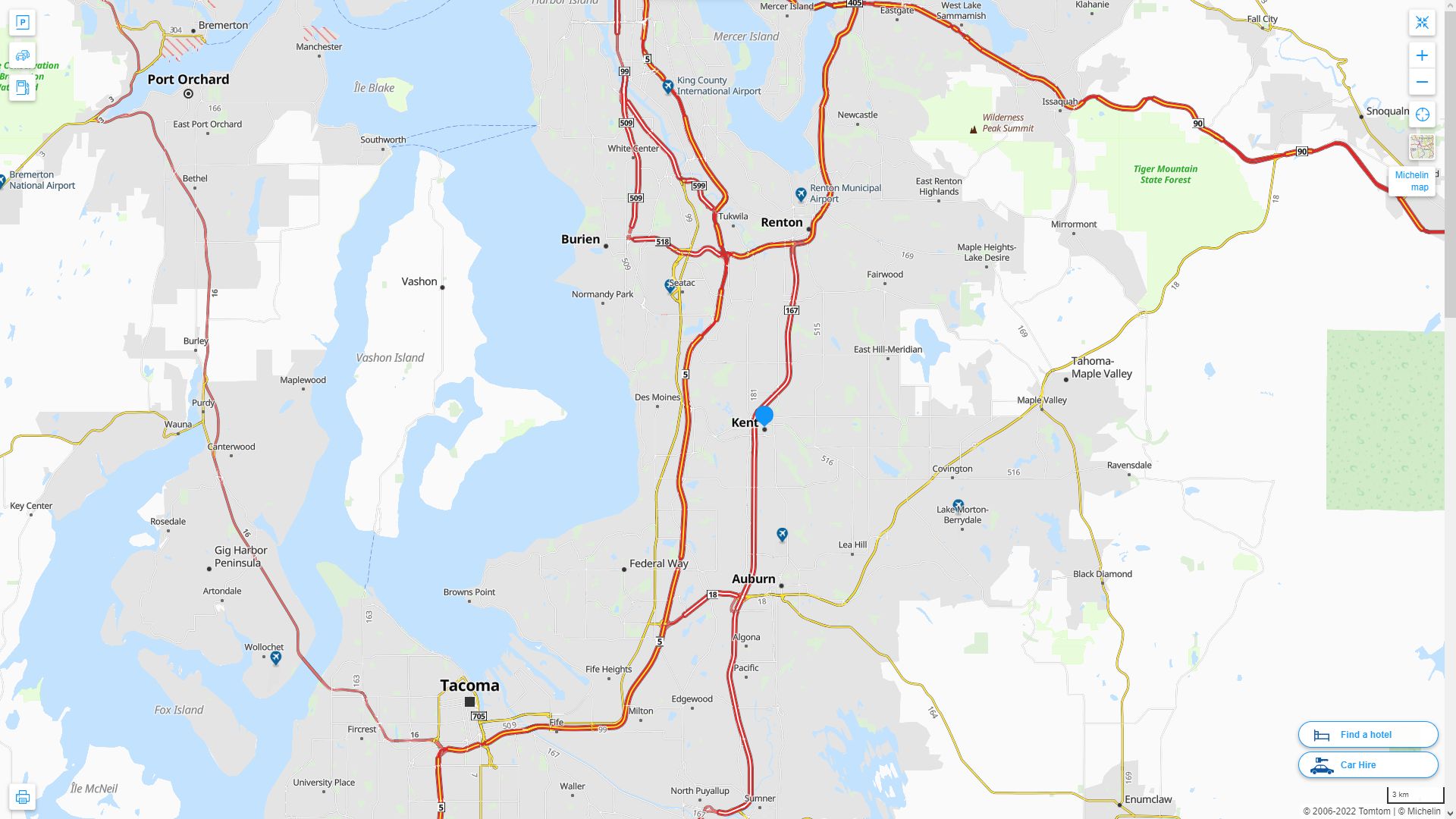 Kent Washington Highway and Road Map